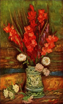 ヴィンセント・ヴァン・ゴッホ Painting - 赤いグラジオラスのある静物花瓶 フィンセント・ファン・ゴッホ